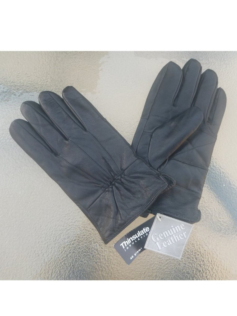 NWT Black Genuine Leather Winter Gloves 40g Thinsulate Insulated